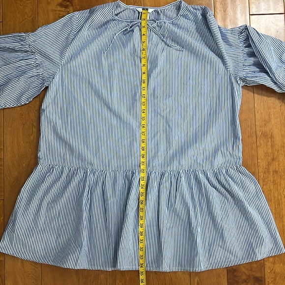 H&M Blue & White Stripped Dress Size XL Peplum Nautical Coastal Resort Travel - Picture 7 of 12